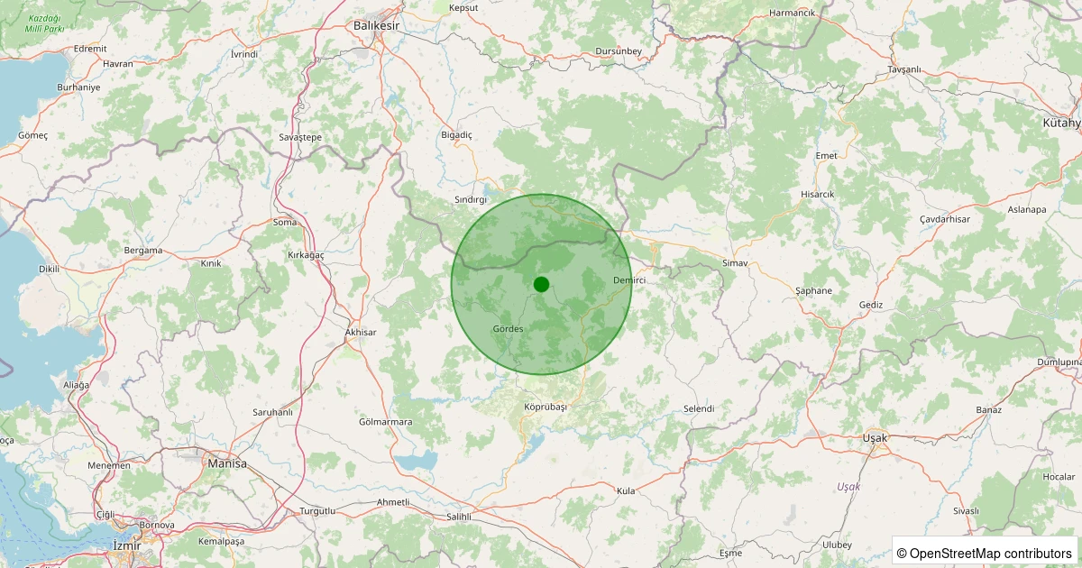 29 Ekim 2025 saat 13:51 - Gördes - 1.10ml depreminin harita gösterimi