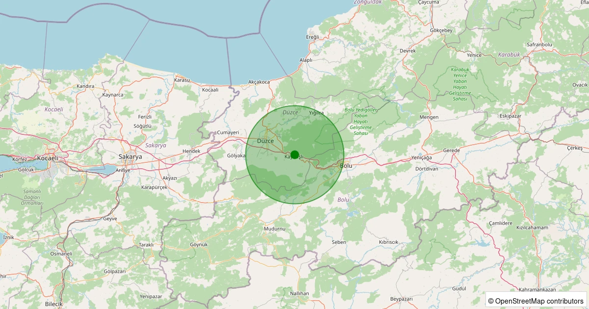 29 Ekim 2025 saat 14:20 - Kaynaşlı - Sarıçökek Köyü - 2.40ml depreminin harita gösterimi