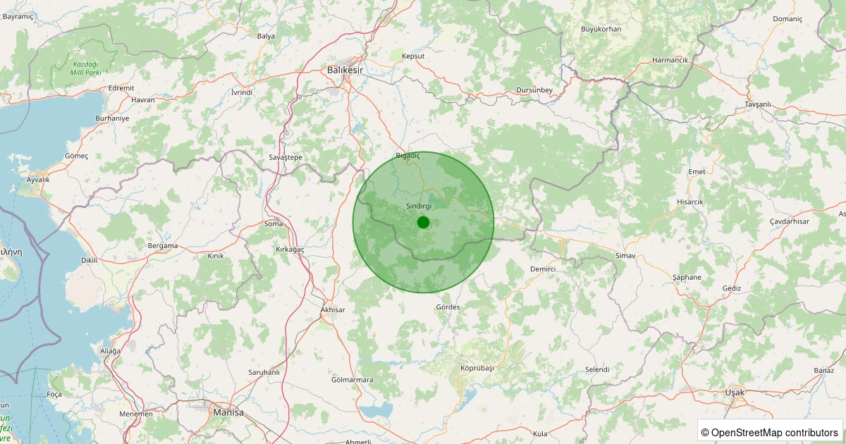 29 Ekim 2025 saat 16:56 - Sındırgı - Aktaş - 2.80ML depreminin harita gösterimi