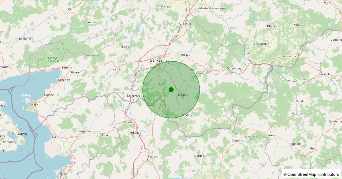29 Ekim 2025 saat 19:56 - Bigadiç - Kozpınar - 1.60ml depreminin harita gösterimi