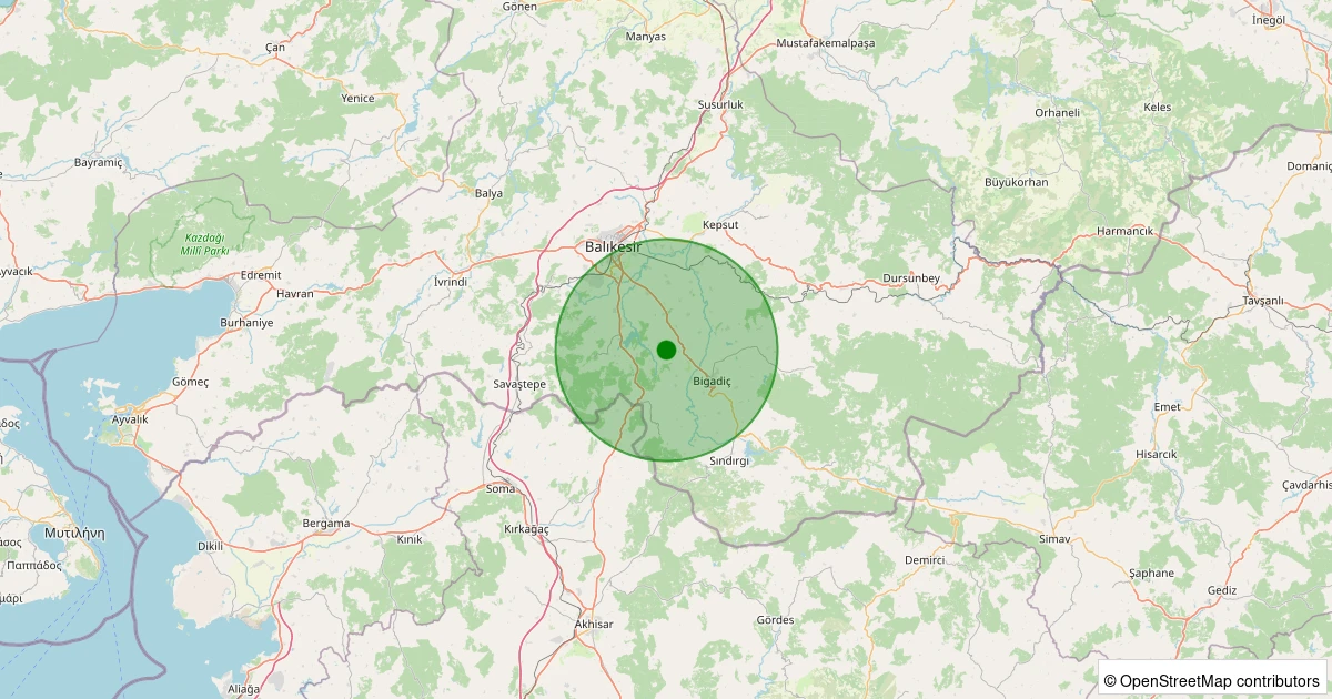 29 Ekim 2025 saat 19:56 - Bigadiç - Mecidiye - 1.60ml depreminin harita gösterimi
