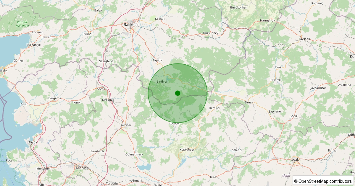 29 Ekim 2025 saat 20:49 - Sındırgı - Küçükdağdere - 1.40ml depreminin harita gösterimi