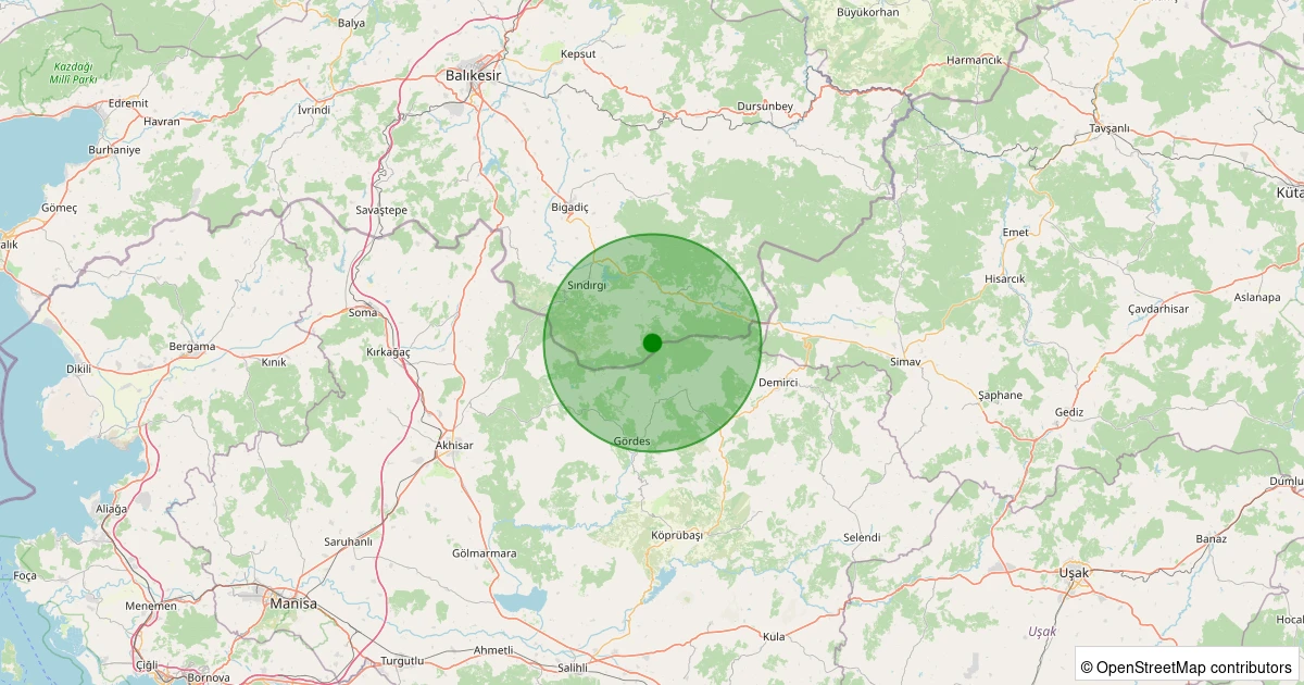 29 Ekim 2025 saat 21:31 - Sındırgı - Küçükdağdere - 1.60ml depreminin harita gösterimi