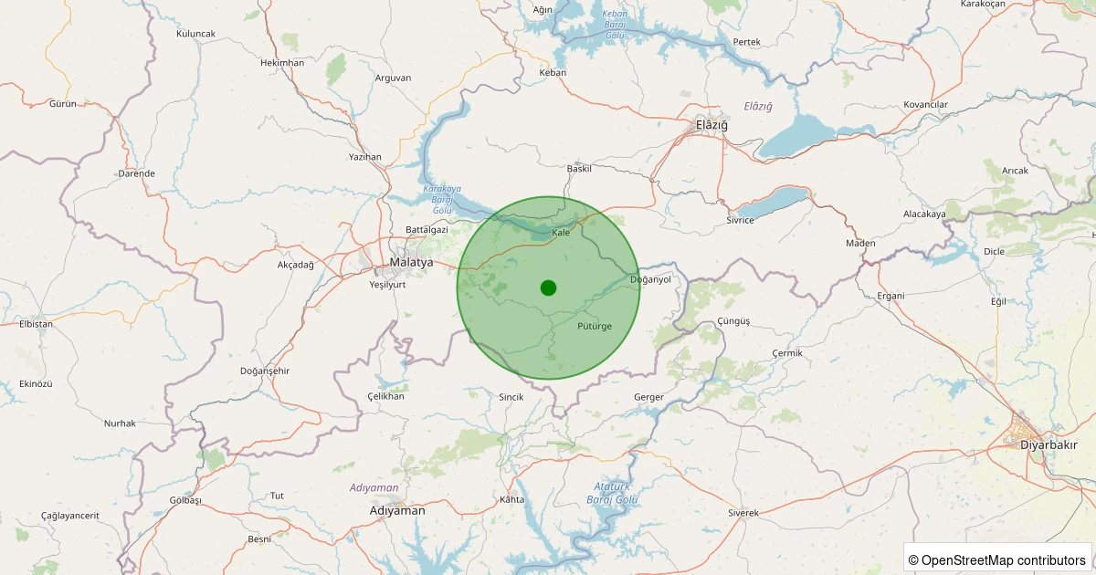29 Ekim 2025 saat 22:04 - Pütürge - Pazarcık Köyü - 1.40ml depreminin harita gösterimi