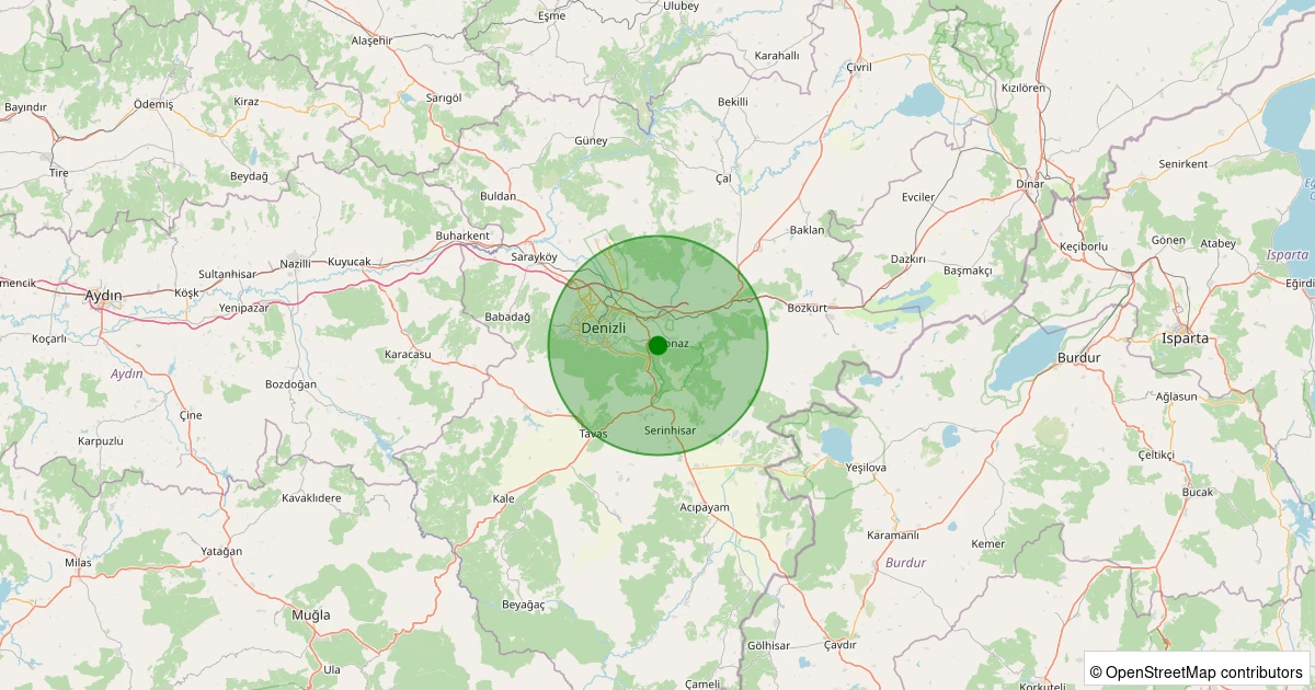 29 Ekim 2025 saat 22:24 - Honaz - Karateke - 1.40ml depreminin harita gösterimi
