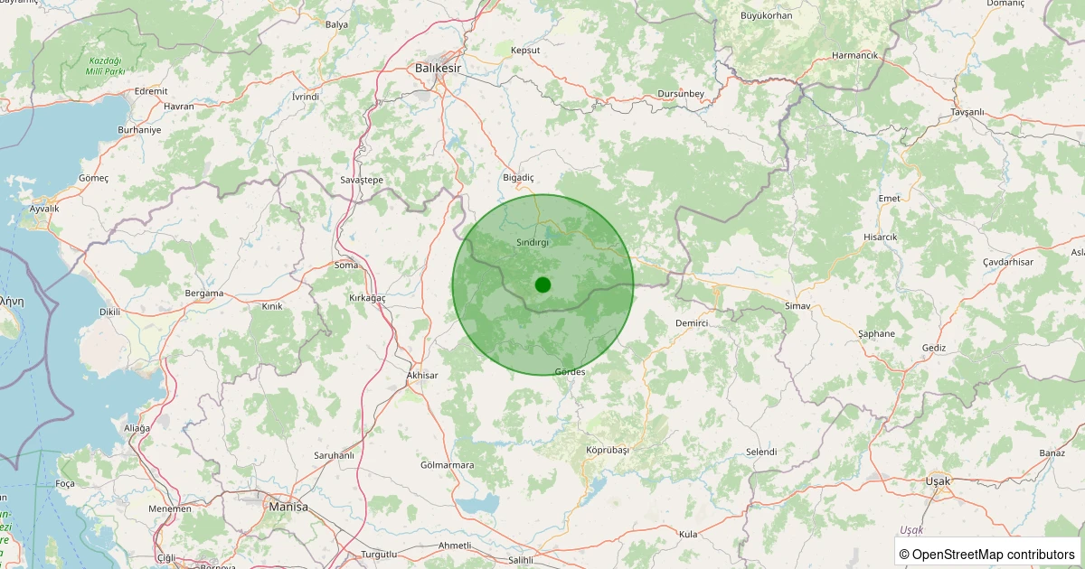 30 Ekim 2025 saat 00:48 - Sındırgı - Kınık - 2.30ml depreminin harita gösterimi