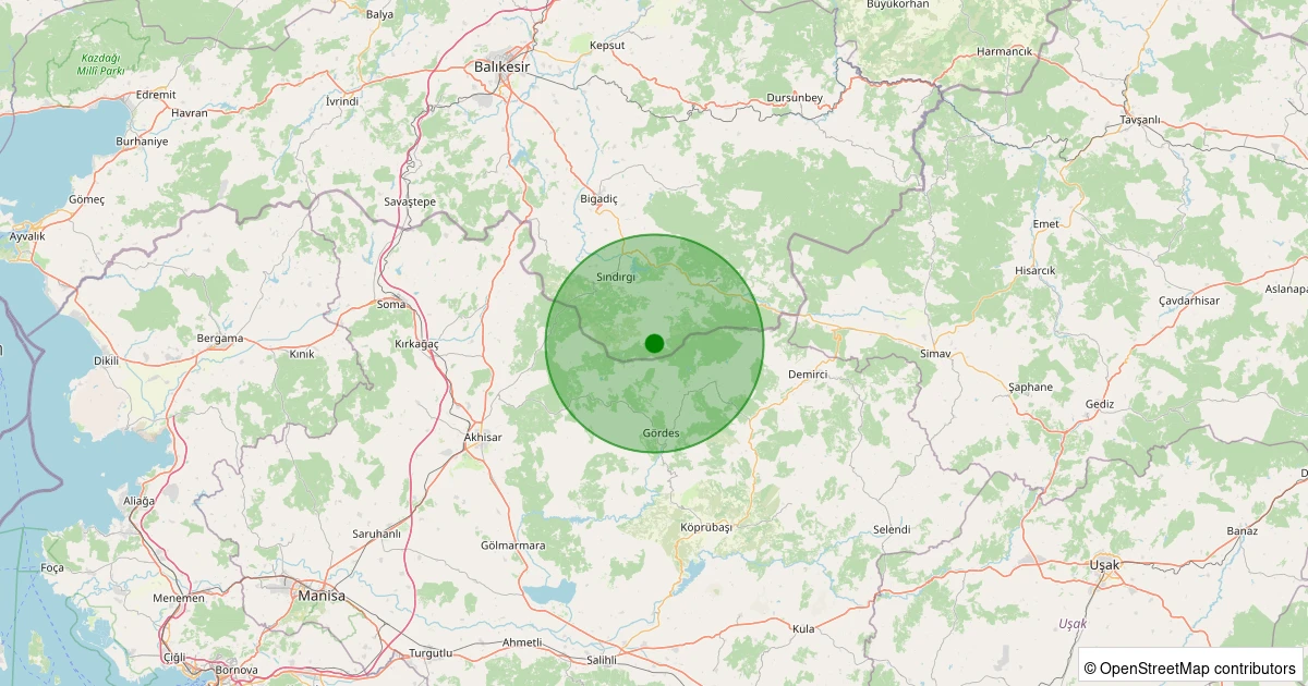 30 Ekim 2025 saat 01:24 - Sındırgı - Yüreğil/Yeni - 1.30ml depreminin harita gösterimi