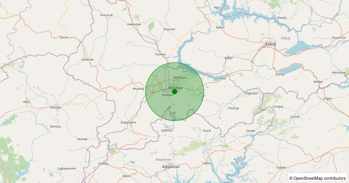 30 Ekim 2025 saat 01:46 - Battalgazi - Dernek - 1.20ml depreminin harita gösterimi
