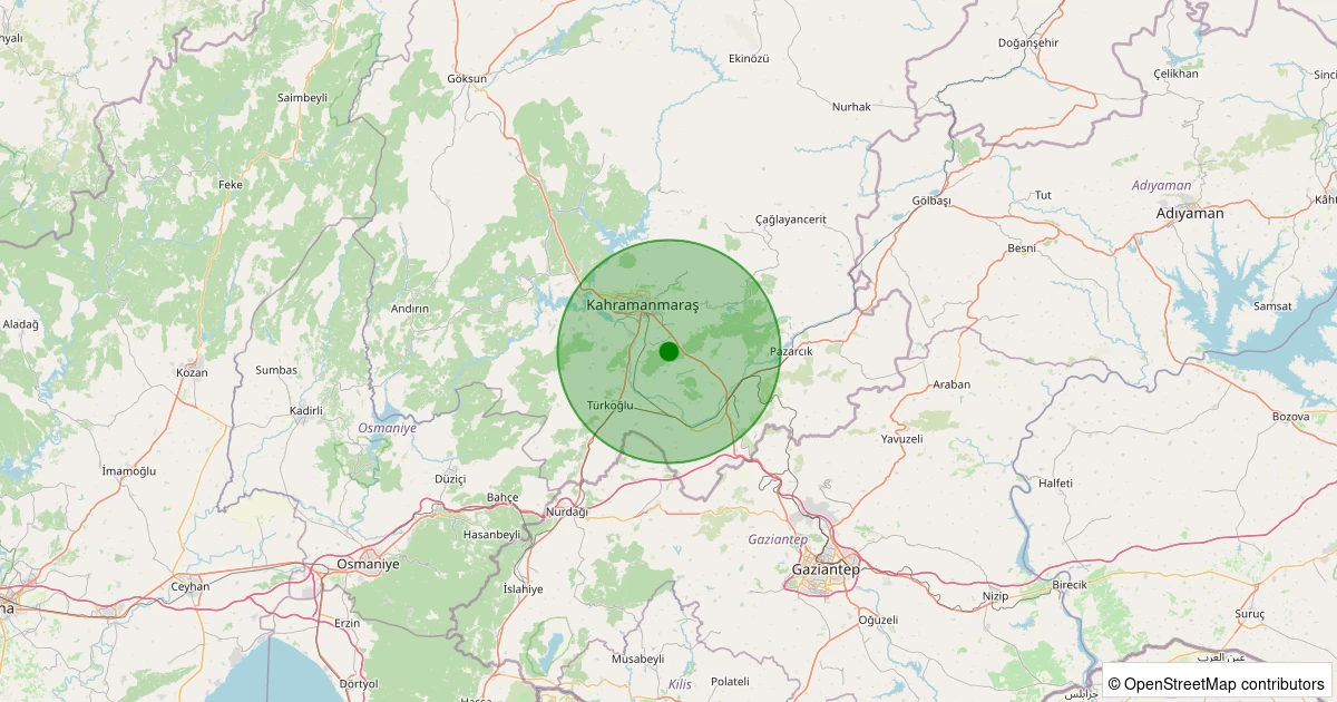 30 Ekim 2025 saat 01:55 - Dulkadiroğlu - 1.70ML depreminin harita gösterimi