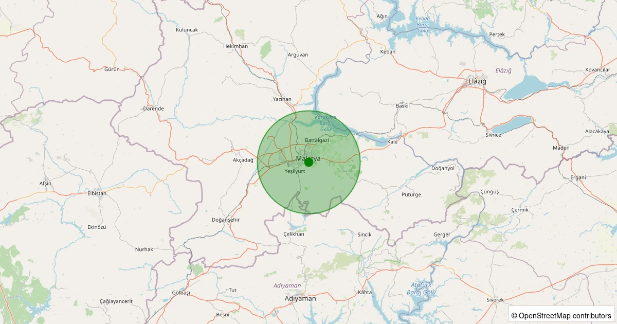 30 Ekim 2025 saat 01:46 - Battalgazi - Başharık - 1.10ml depreminin harita gösterimi