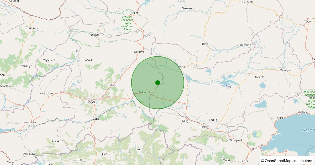30 Ekim 2025 saat 04:35 - Solhan - Arakonak/Karşıyaka - 1.60ml depreminin harita gösterimi