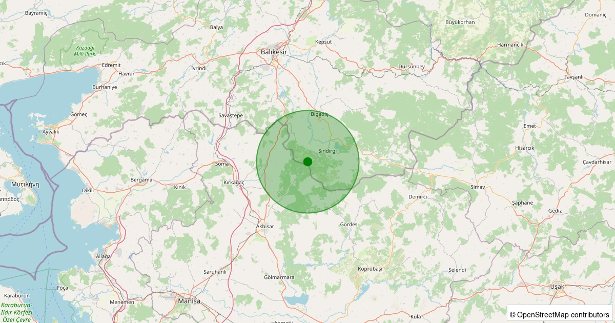30 Ekim 2025 saat 05:34 - Sındırgı - Kertil - 1.90ML depreminin harita gösterimi