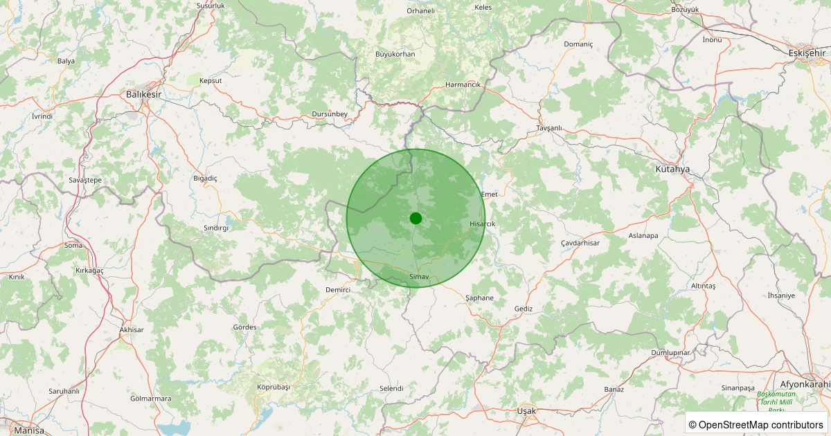30 Ekim 2025 saat 06:13 - Simav - Yeşildere Köyü - 3.10ml depreminin harita gösterimi