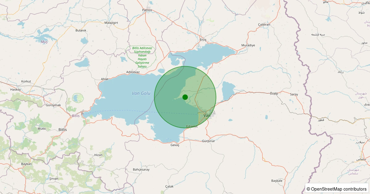 30 Ekim 2025 saat 04:23 - Tuşba - Mollakasım - 2.50ml depreminin harita gösterimi