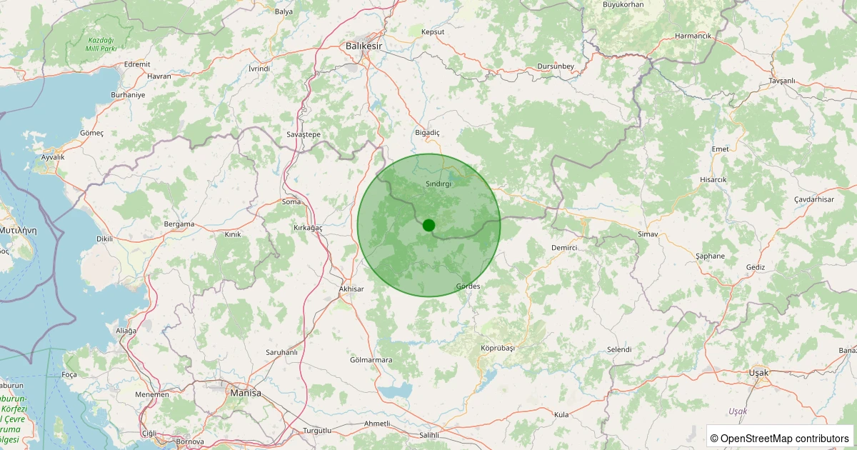 30 Ekim 2025 saat 04:30 - Sındırgı - Kınık - 1.60ml depreminin harita gösterimi