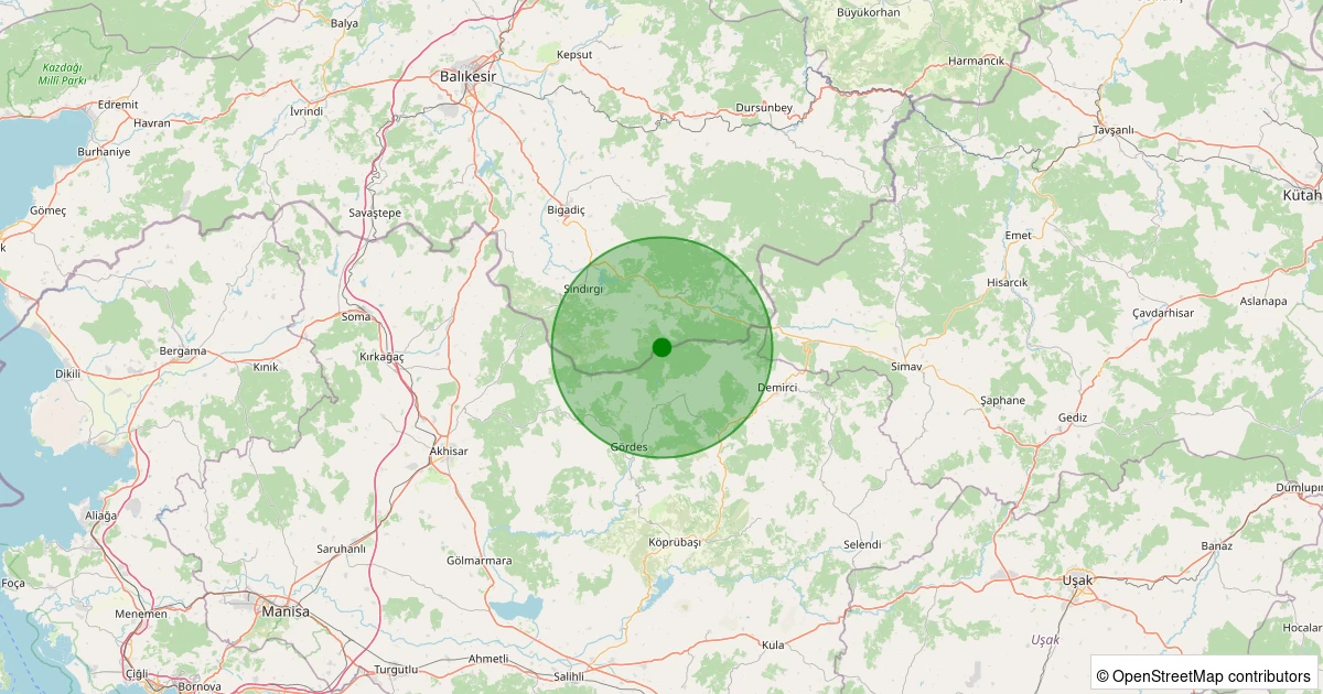 30 Ekim 2025 saat 03:13 - Sındırgı - Yaylabayır - 1.20ml depreminin harita gösterimi