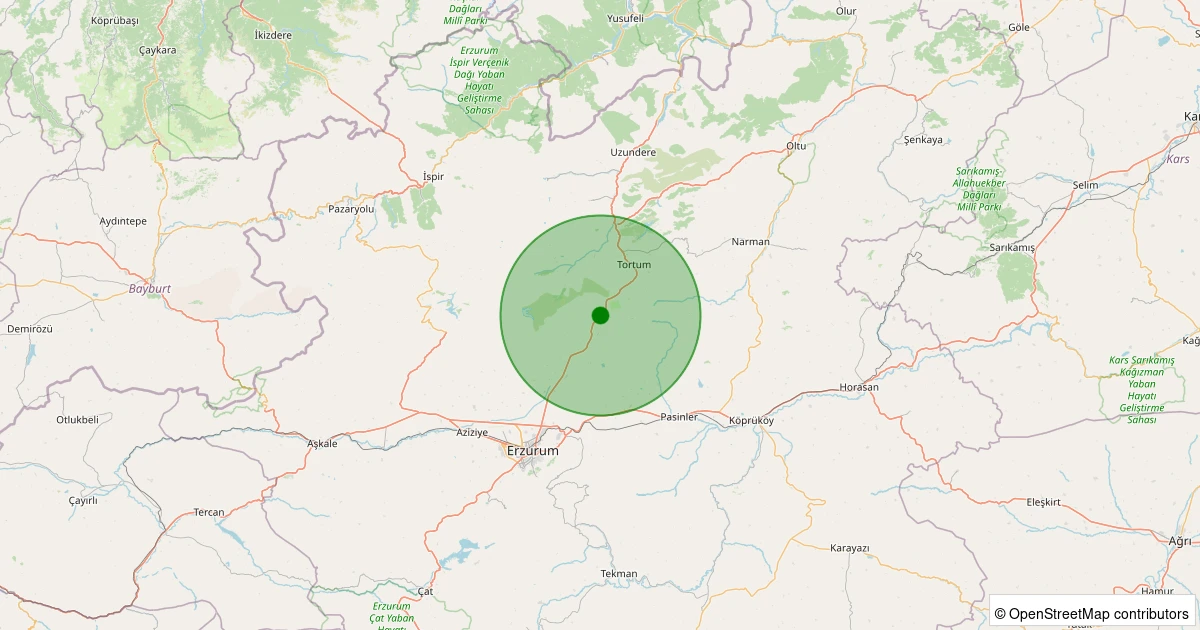 30 Ekim 2025 saat 07:17 - Yakutiye - Güzelyayla - 1.30ML depreminin harita gösterimi