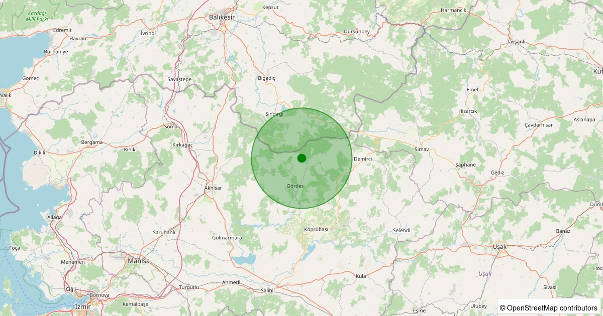 30 Ekim 2025 saat 08:05 - Gördes - 1.40ml depreminin harita gösterimi