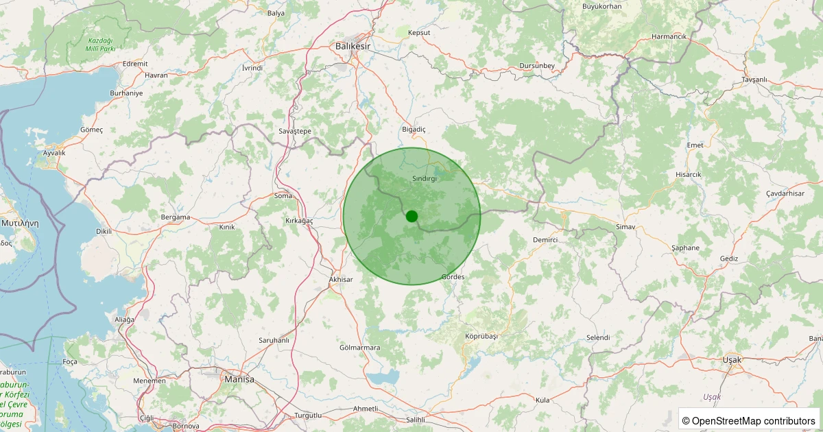 30 Ekim 2025 saat 09:01 - Sındırgı - 1.40ml depreminin harita gösterimi
