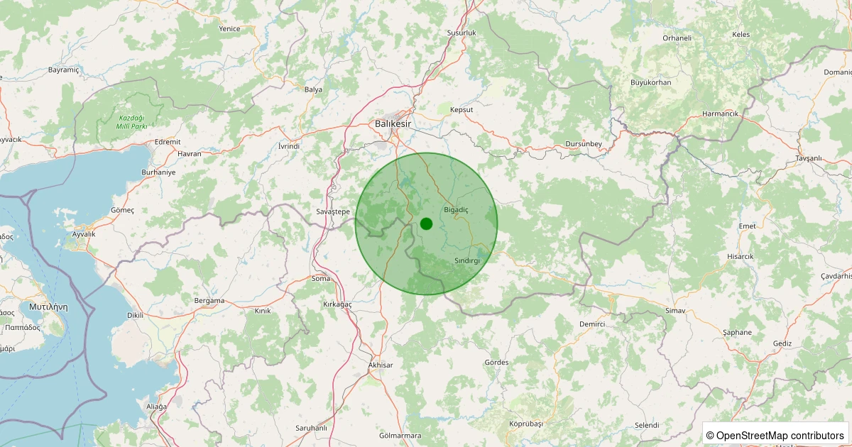 30 Ekim 2025 saat 09:19 - Sındırgı - Eşmedere - 2.90ml depreminin harita gösterimi