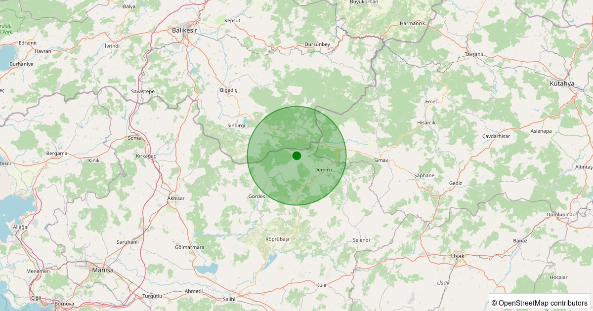 30 Ekim 2025 saat 10:11 - Demirci - 1.40ml depreminin harita gösterimi