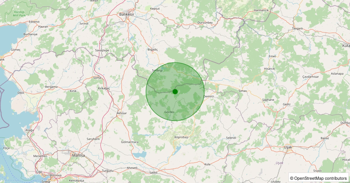 29 Ekim 2025 saat 22:51 - Gördes - Kobaklar - 1.80ml depreminin harita gösterimi
