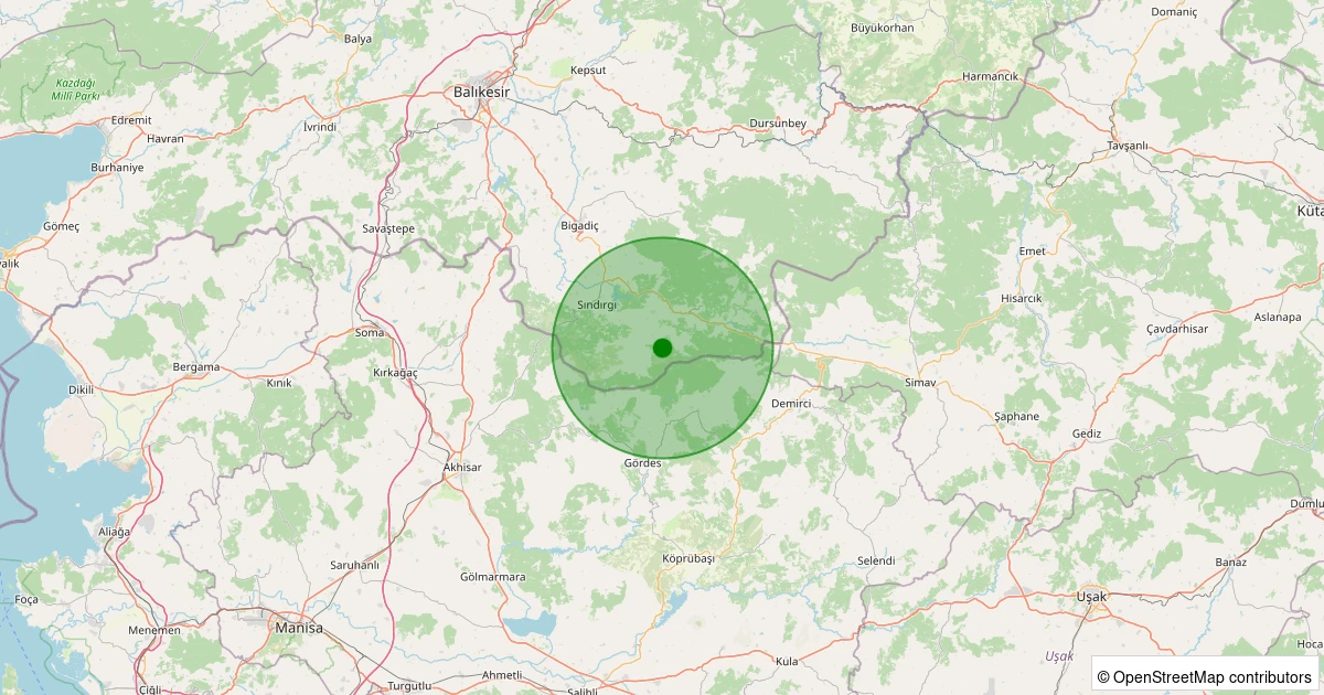 29 Ekim 2025 saat 22:31 - Sındırgı - Küçükdağdere - 1.10ml depreminin harita gösterimi