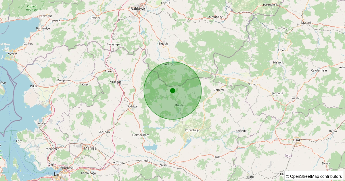 29 Ekim 2025 saat 22:06 - Gördes - Kalemoğlu - 1.50ml depreminin harita gösterimi