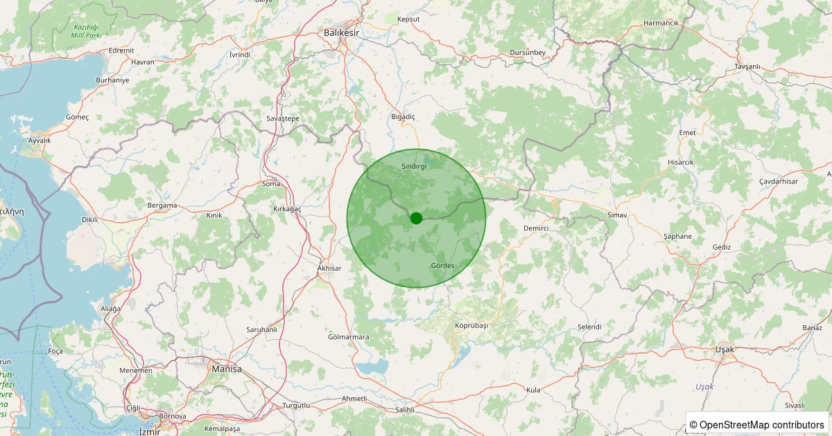 29 Ekim 2025 saat 16:34 - Gördes - 1.90ml depreminin harita gösterimi