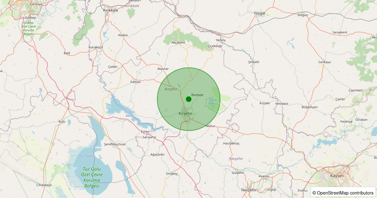 30 Ekim 2025 saat 12:37 - Kırşehir - 1.10ml depreminin harita gösterimi