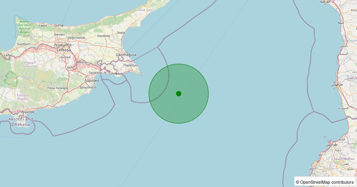 30 Ekim 2025 saat 13:12 - Akdeniz - 2.20ML depreminin harita gösterimi