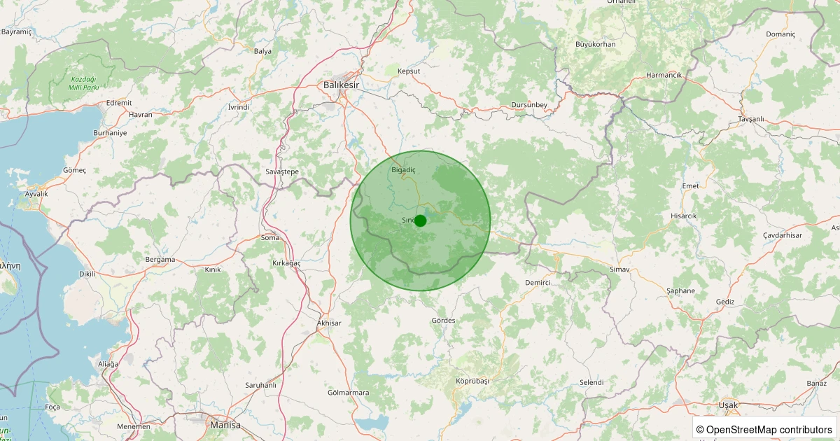 30 Ekim 2025 saat 14:30 - Sındırgı - Pürsünler - 1.00ML depreminin harita gösterimi