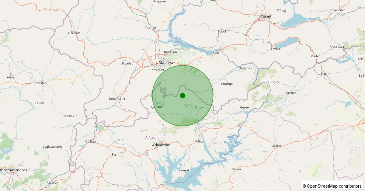 30 Ekim 2025 saat 14:52 - Sincik - Karaköse Köyü - 2.00ml depreminin harita gösterimi