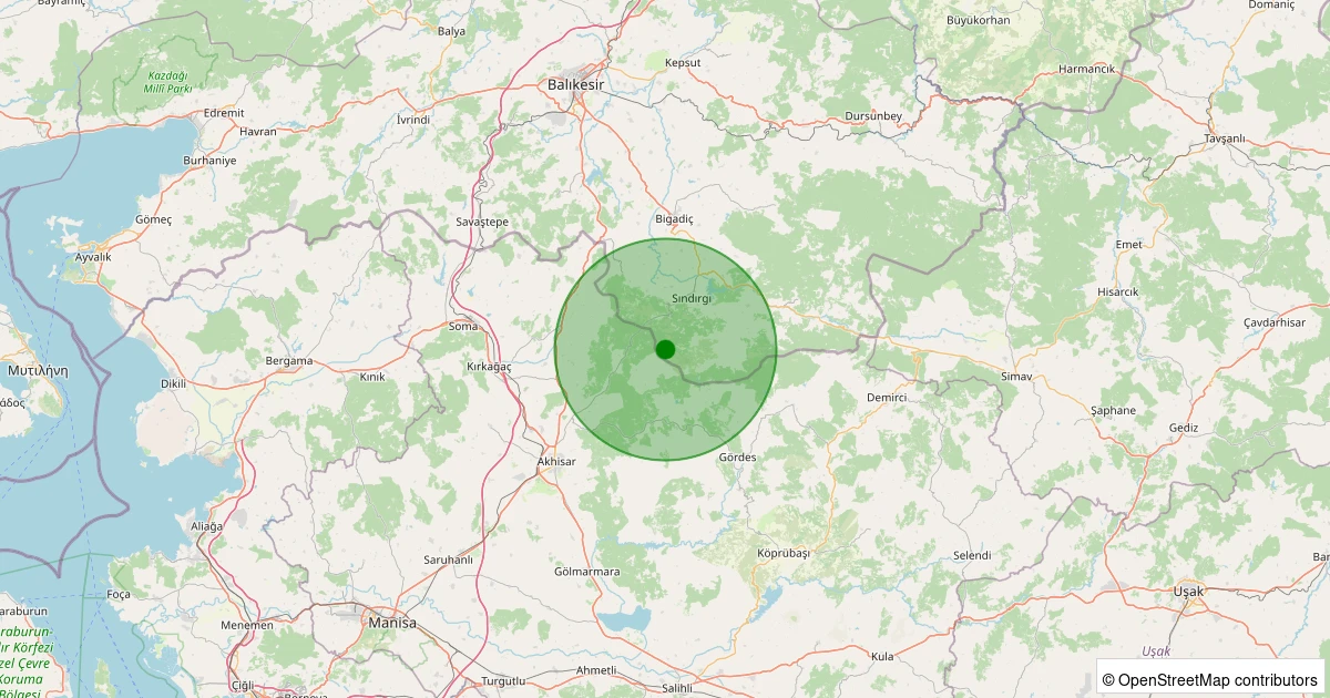 30 Ekim 2025 saat 12:35 - Akhisar - Sağrakçı Köyü - 1.70ml depreminin harita gösterimi