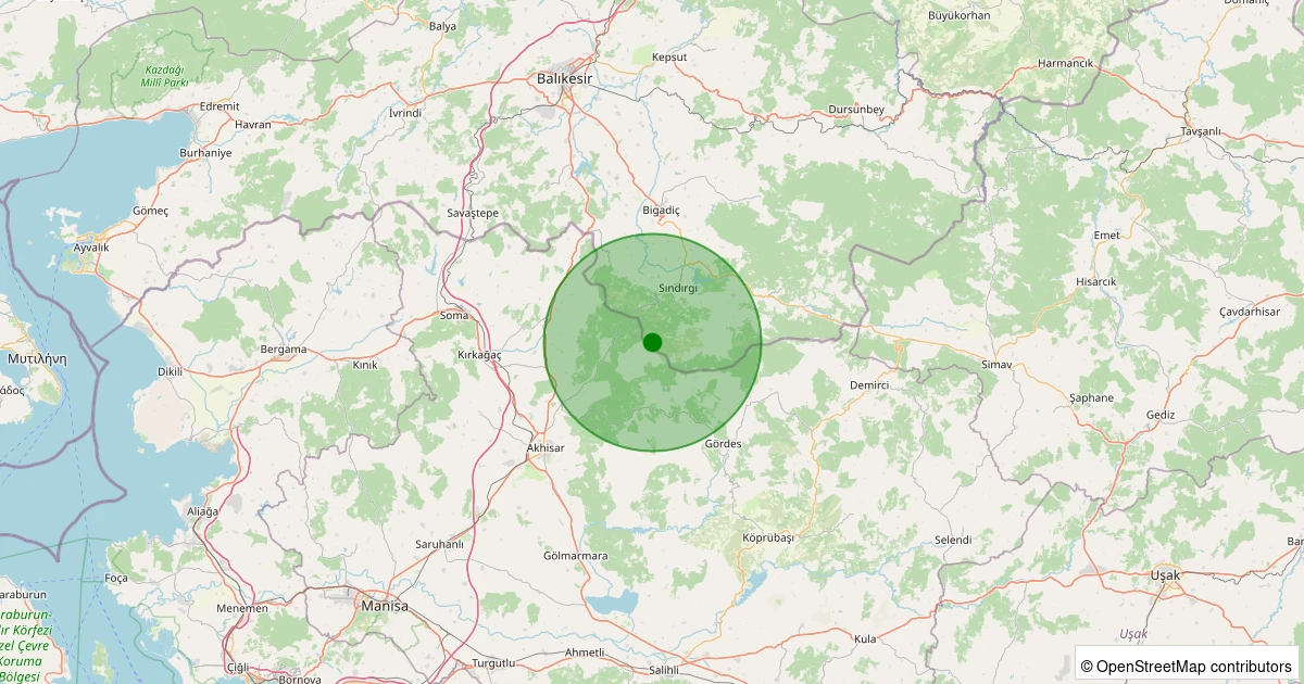 30 Ekim 2025 saat 12:02 - Akhisar - Sağrakçı Köyü - 1.60ml depreminin harita gösterimi