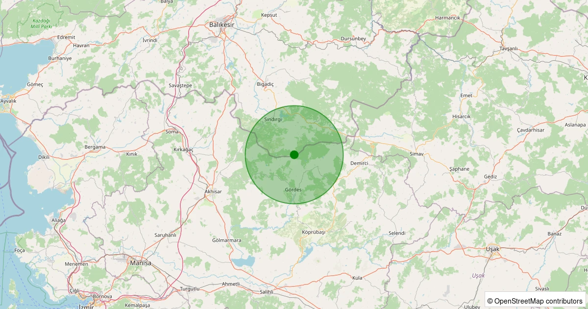 30 Ekim 2025 saat 16:19 - Sındırgı - Yüreğil/Merkez - 1.10ml depreminin harita gösterimi