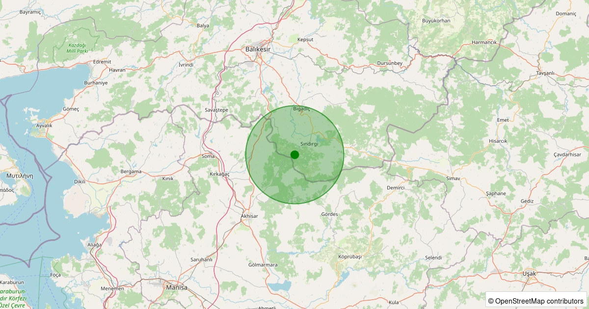 30 Ekim 2025 saat 17:29 - Sındırgı - Kertil - 1.60ml depreminin harita gösterimi