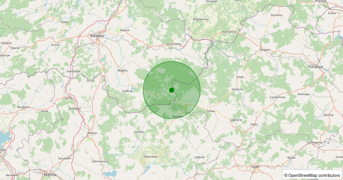 30 Ekim 2025 saat 18:01 - Sındırgı - Karacalar - 1.50ml depreminin harita gösterimi