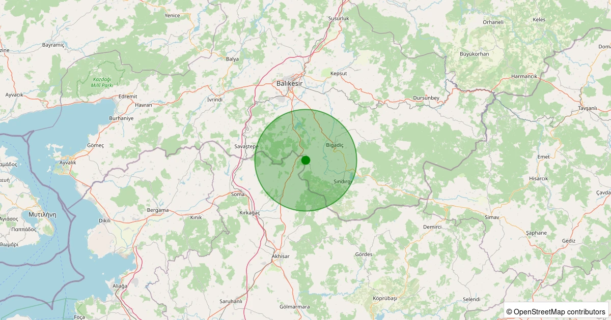 30 Ekim 2025 saat 15:43 - Sındırgı - Gölcük - 2.50ml depreminin harita gösterimi