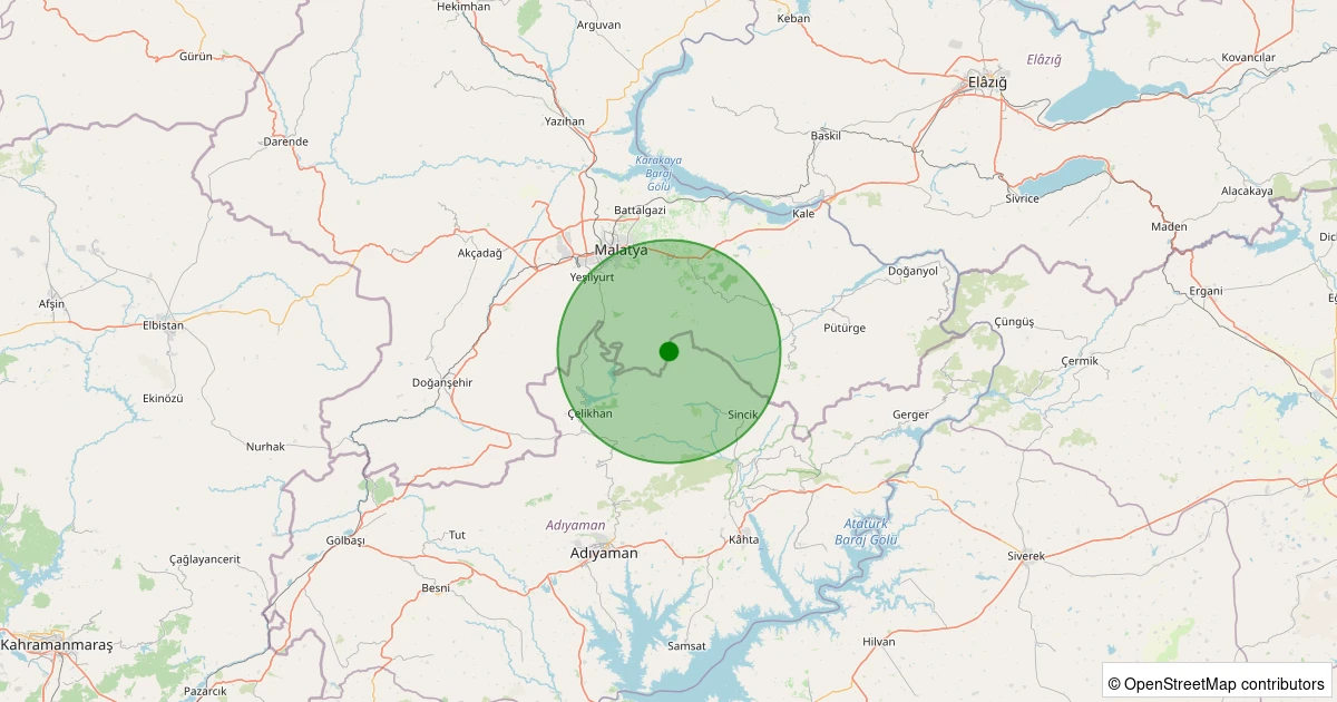 30 Ekim 2025 saat 14:52 - Sincik - Aksu Köyü - 2.00ml depreminin harita gösterimi