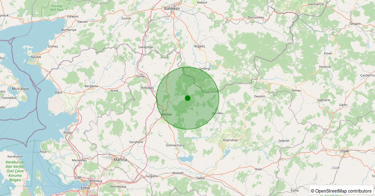 30 Ekim 2025 saat 03:40 - Akhisar - Pekmezci Köyü - 0.90ml depreminin harita gösterimi