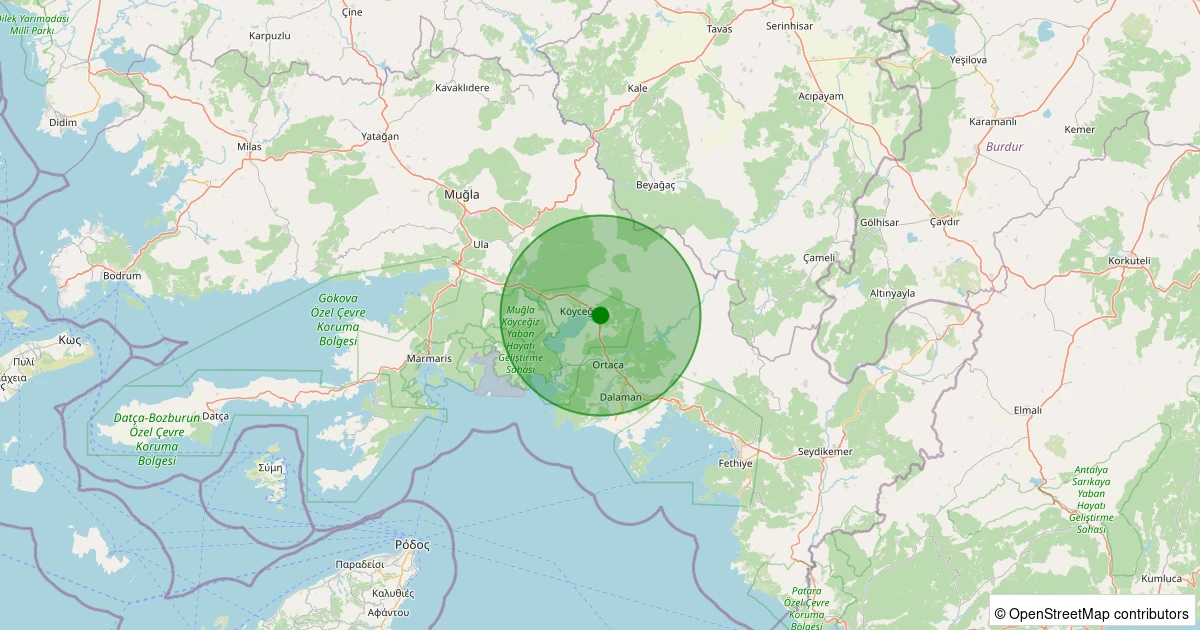 30 Ekim 2025 saat 03:34 - Köyceğiz - Zeytinalanı - 2.80ml depreminin harita gösterimi