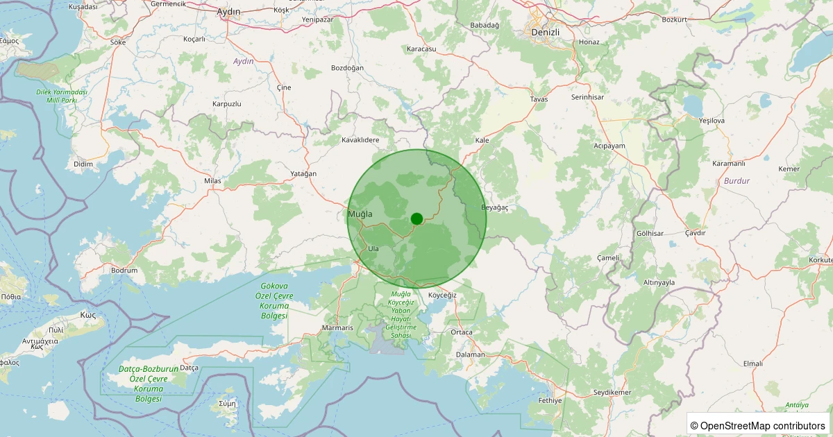 30 Ekim 2025 saat 03:31 - Menteşe - Yemişendere - 1.30ml depreminin harita gösterimi