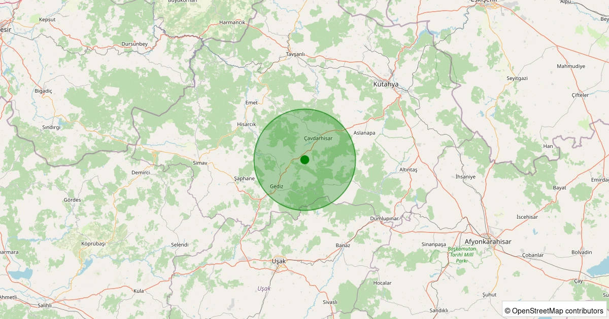 30 Ekim 2025 saat 20:51 - Gediz - Yukarı Susuz Köyü - 3.00ml depreminin harita gösterimi