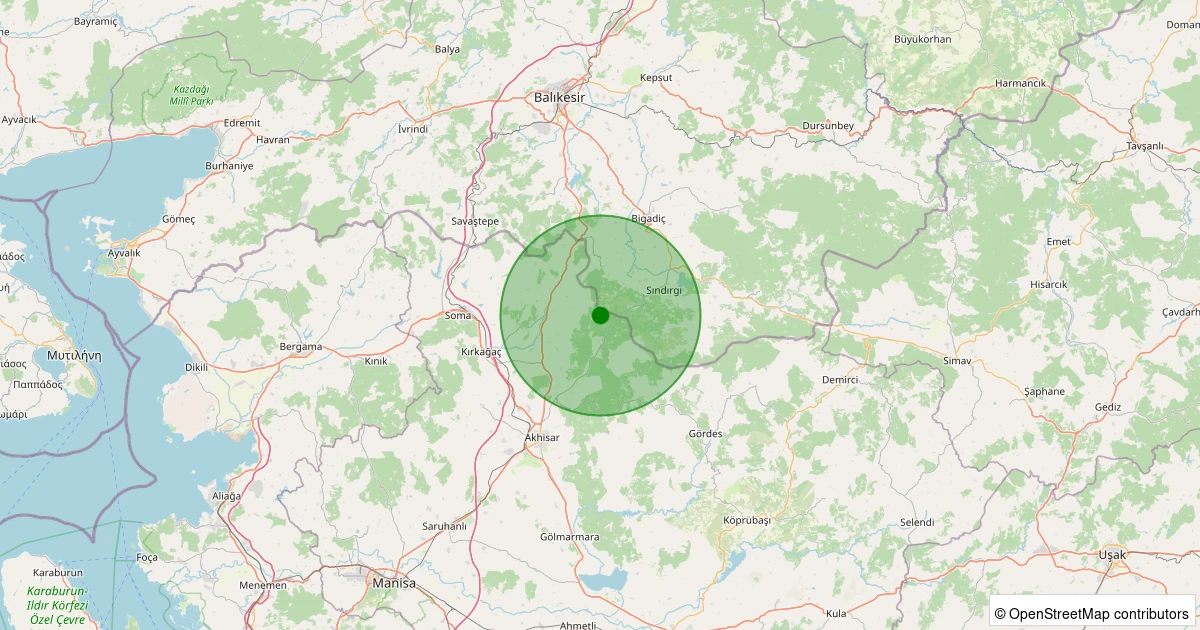 30 Ekim 2025 saat 20:55 - Akhisar - 1.60ML depreminin harita gösterimi