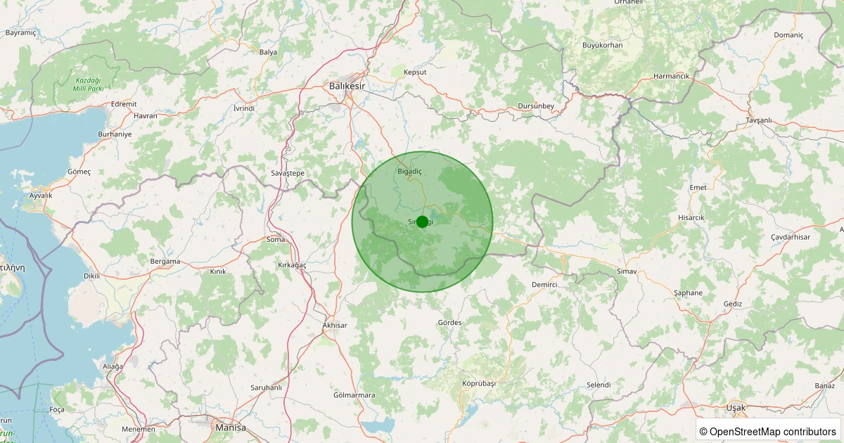 30 Ekim 2025 saat 23:13 - Sındırgı - Camicedit - 1.30ml depreminin harita gösterimi
