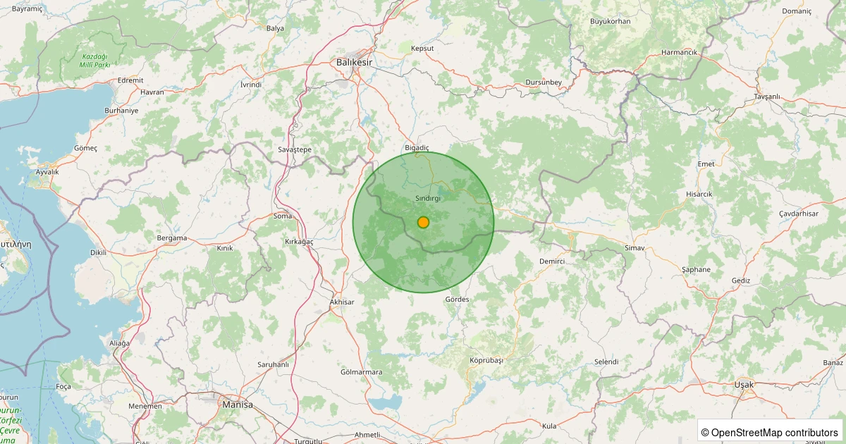 30 Ekim 2025 saat 23:52 - Sındırgı - Aktaş - 4.13mb depreminin harita gösterimi