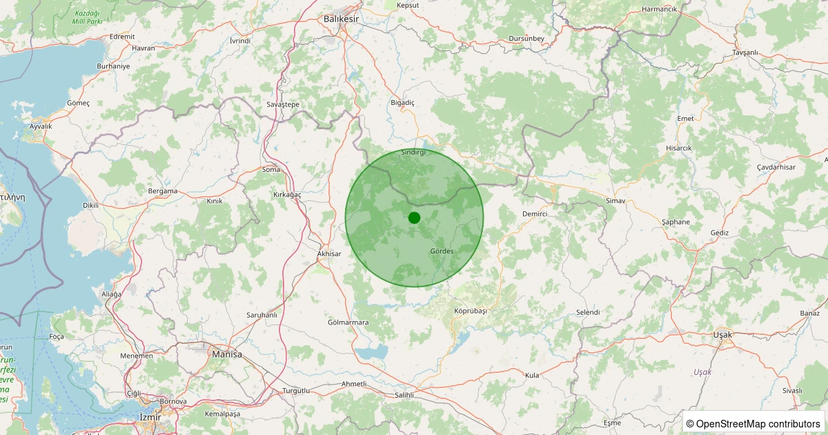 31 Ekim 2025 saat 00:18 - Gördes - Kalemoğlu - 1.50ml depreminin harita gösterimi