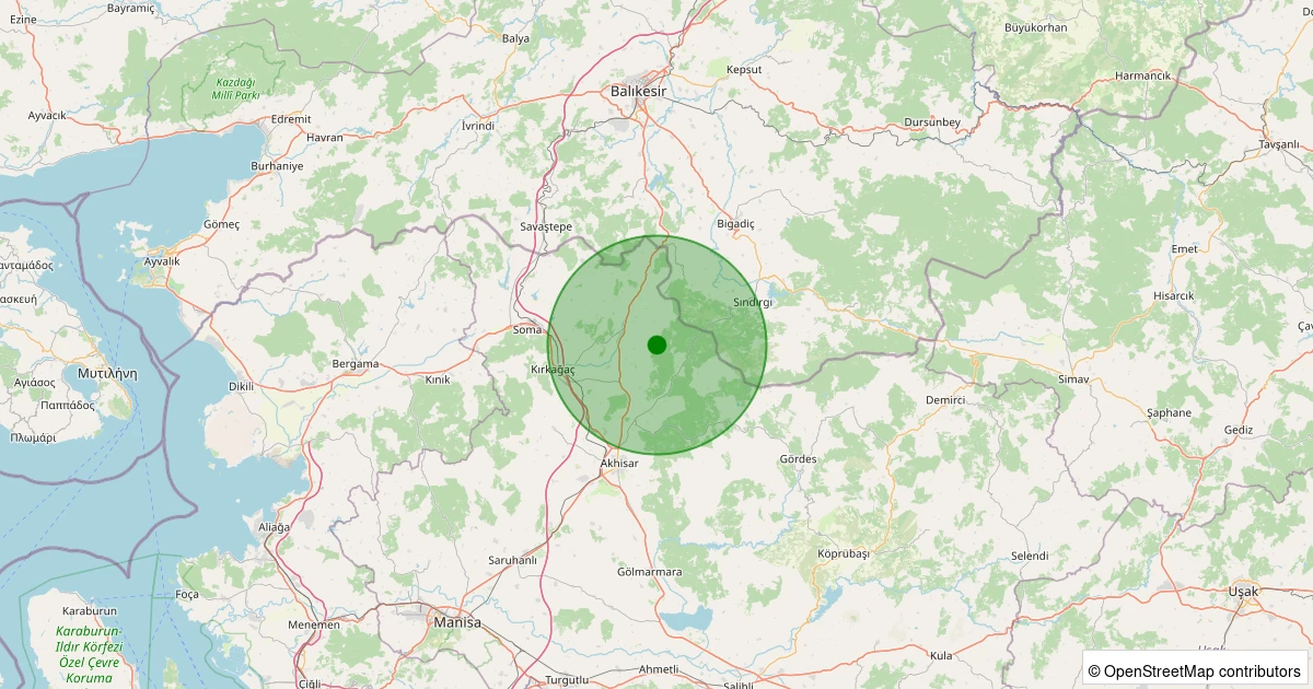 31 Ekim 2025 saat 02:20 - Akhisar - Yaykın Köyü - 1.90ml depreminin harita gösterimi