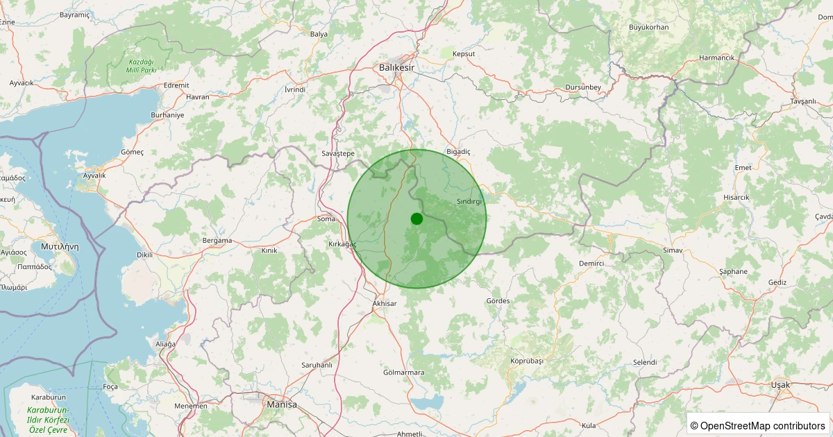 31 Ekim 2025 saat 02:20 - Akhisar - 2.10ML depreminin harita gösterimi